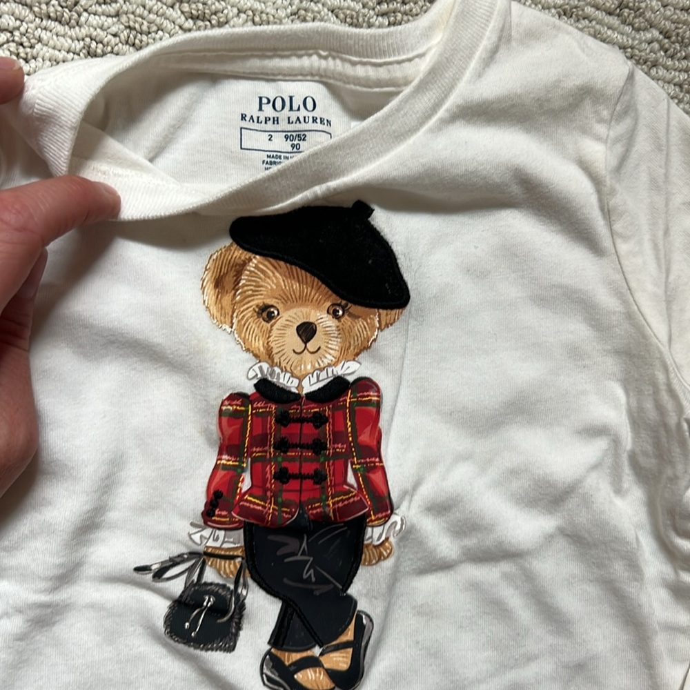 Ralph Lauren Kids Long Sleeve Top with Classic Polo Bear Design - Picture 2 of 3